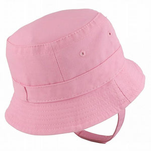Baby's 100% Cotton Pink Bucket Hat with Adjustable Chin Strap