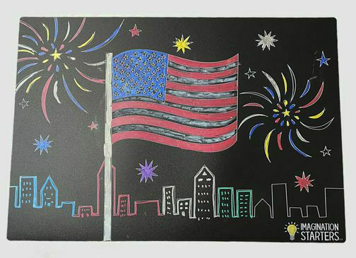 Imagination Starters Love USA Reusable wipe off black palstic Placemat colored in on a white background. - Little Gift Nook