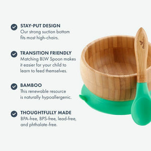 Bamboo Baby Toddler Suction Bowl and Spoon Set details