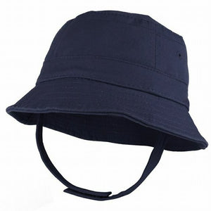 Baby's 100% Cotton Navy Bucket Hat with Adjustable Chin Strap