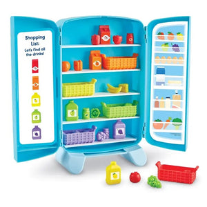 Learning Resources Sorting Snacks Mini Fridge Educational Toys. Inside fridge.