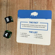 Load image into Gallery viewer, Buffalo Against the World Trivia Game card example