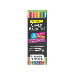 Imagination Starters Dual Tip Metallic Chalk Markers Set of 6