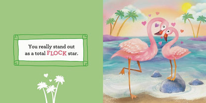 Inside I Love You Slow Much Board Book 2 pink flamingos.