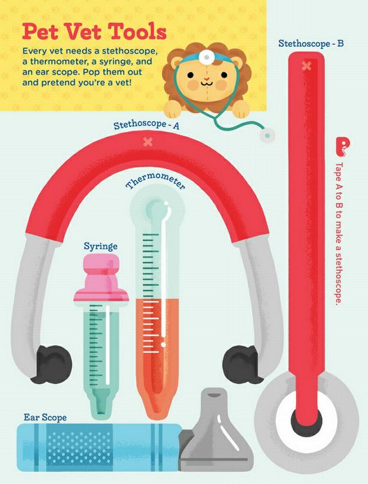 I Want to be a Vet Activity Book with perforated vet tools. 