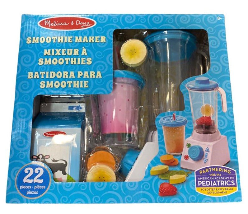 Melissa & Doug Smoothie Maker Blender Set in package sitting on white background.