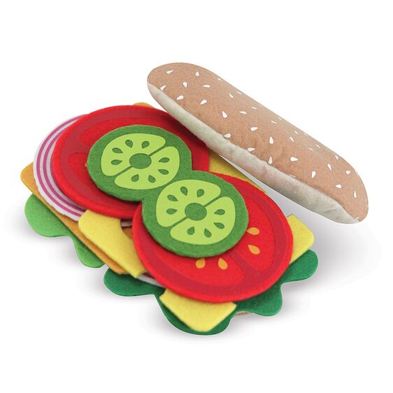 Melissa & Doug Felt Food Sandwich Set. Play food sub with toppings.- Little Gift Nook