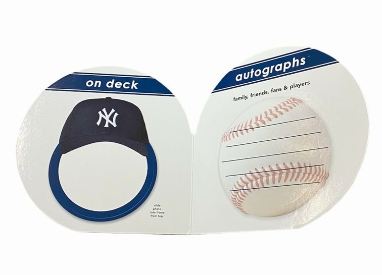 New York Yankees 101 Board Book open pages for photo spot and autographs on white background.