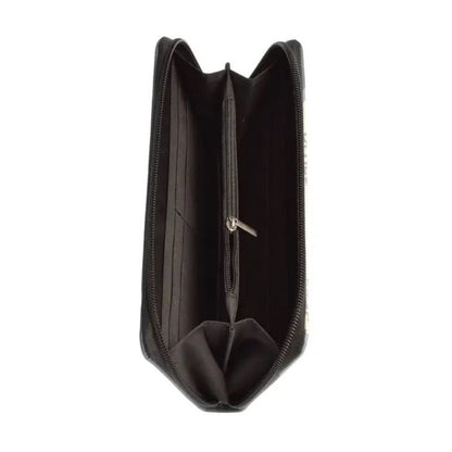Buffalo Bills Organizer wallet top view zips open sitting on white background. NFL Official licensed wallet.