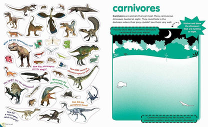 Peel & Discover Dinosaurs Sticker Activity Book carnivores stickers and activity page. 