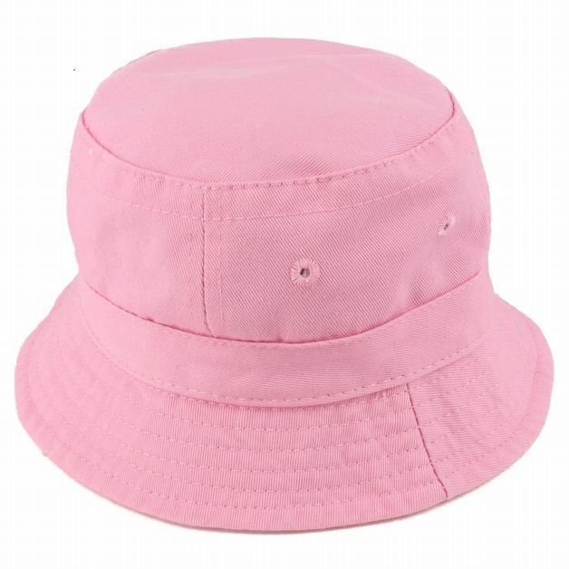 Pink baby & toddler buck sun hat top on a white background. 