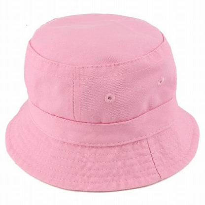 Pink baby & toddler buck sun hat top on a white background. 