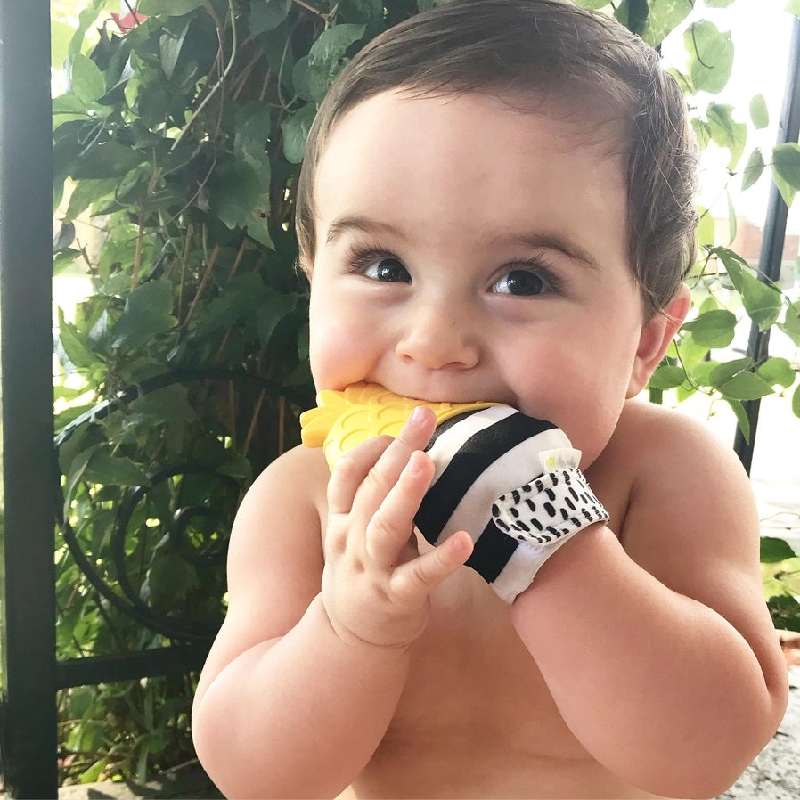 Itzy Ritzy Baby Pineapple Teething Mitt. Silicone and textured teething mitt - Little Gift Nook