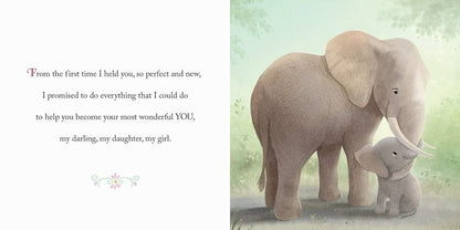 Inside Why a Daughter Needs a Dad Book. Hardcover. Dad and daughter elephants. 
