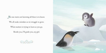 Inside Why a Daughter Needs a Dad Book. Hardcover. Dad and daughter penguins.