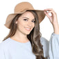Women's beige braided brim sun hat.  Women's sun hat on model.- Little Gift Nook