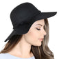 Women's Braided Brim Summer Sun Hat in Black. Sun Hat on model side view. - Little Gift Nook