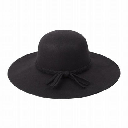 Women's Braided Brim Summer Sun Hat in Black.- Little Gift Nook